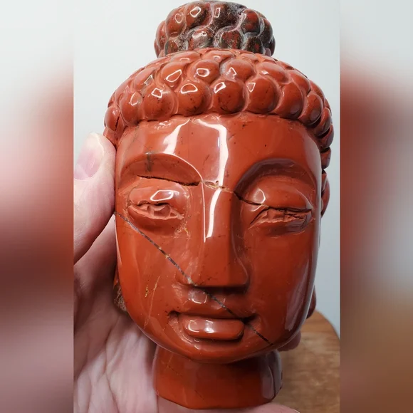 3.3 lbs Red Jasper Crystal Buddha Head, 6 inches - Picture 8 of 15